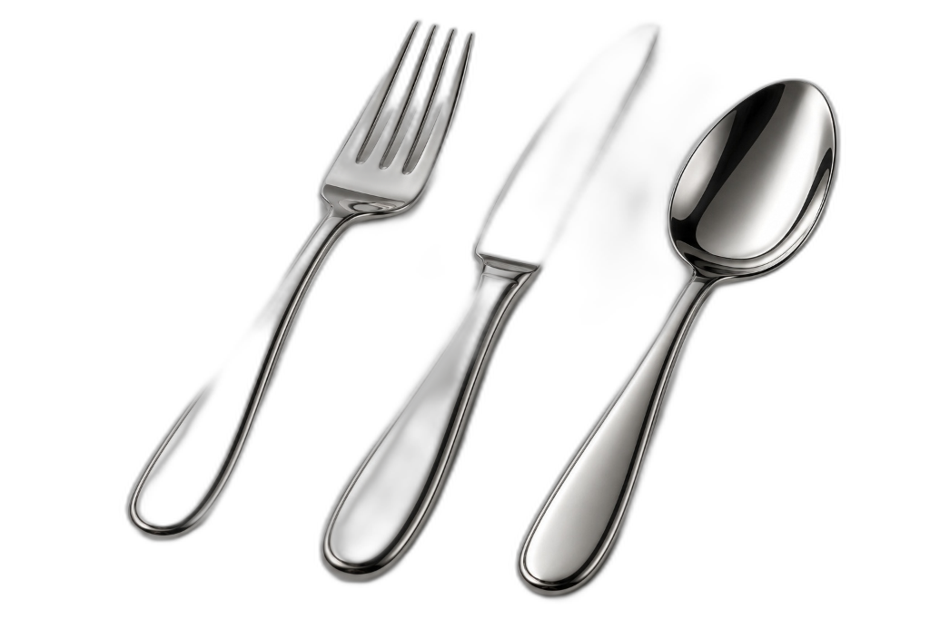 Precision cutlery trio detailing culinary standards